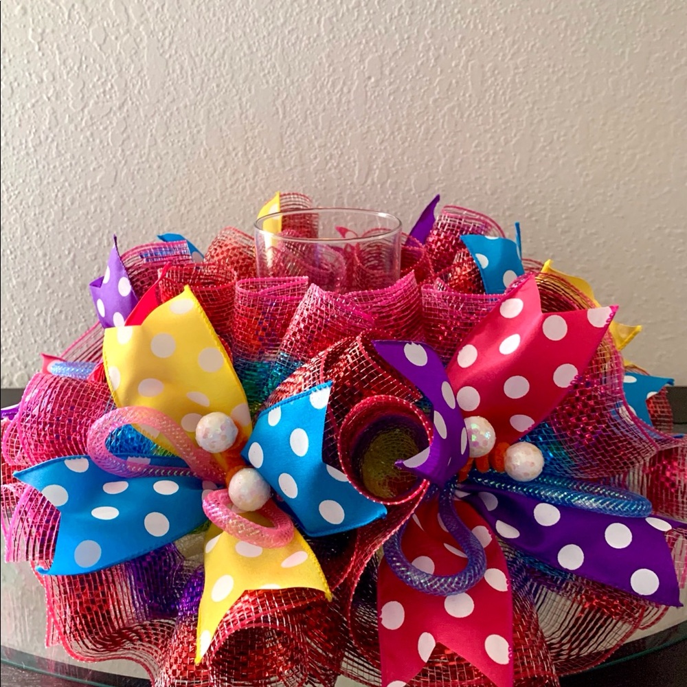 ⭐️CLEARANCE ⭐️ Deco mesh centerpiece, birthday decor, Spring